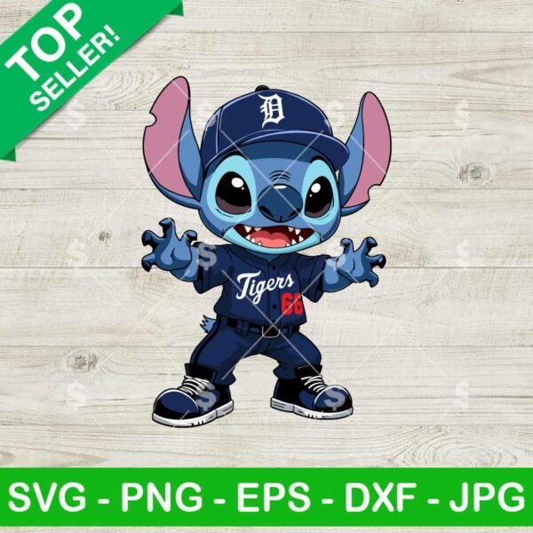 Stitch Detroit Tigers Baseball SVG