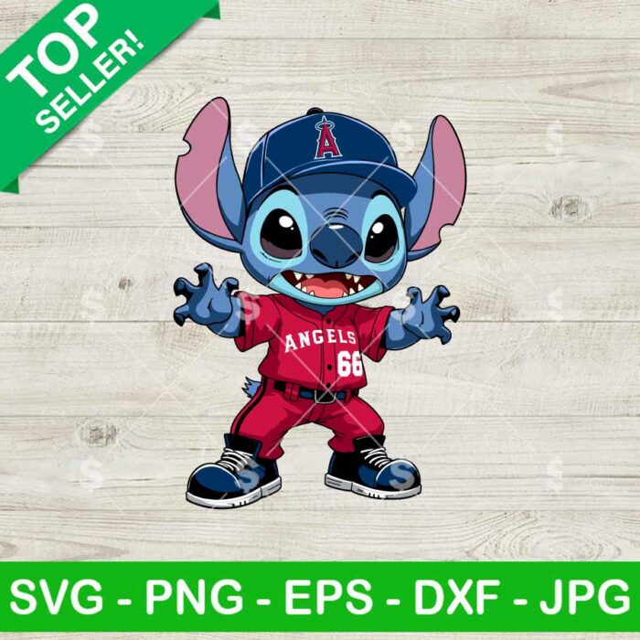 Stitch Los Angeles Angels Baseball SVG