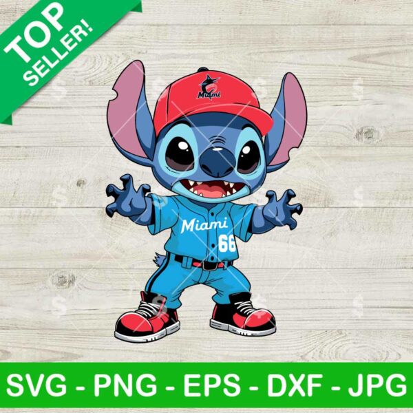 Stitch Miami Marlins Baseball SVG