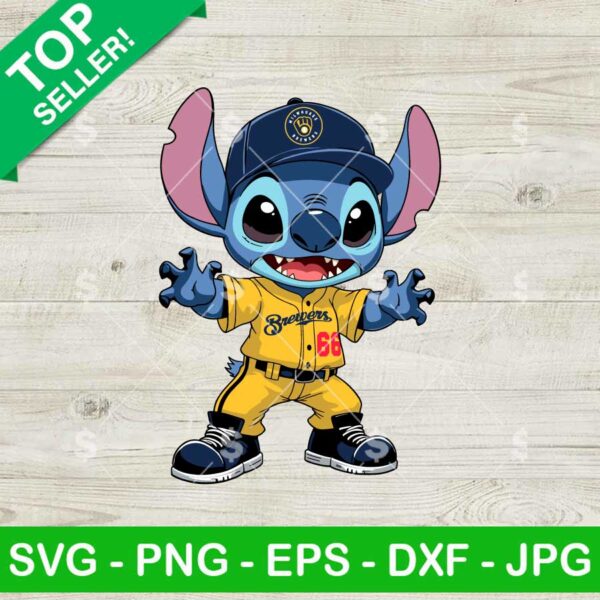 Stitch Milwaukee Brewers Baseball SVG
