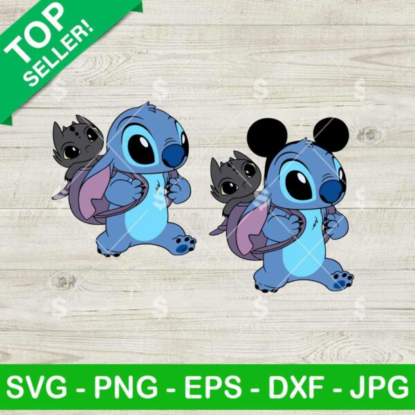 Stitch and Toothless Toy in Bag SVG