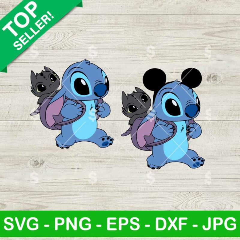 Stitch and Toothless Toy in Bag SVG