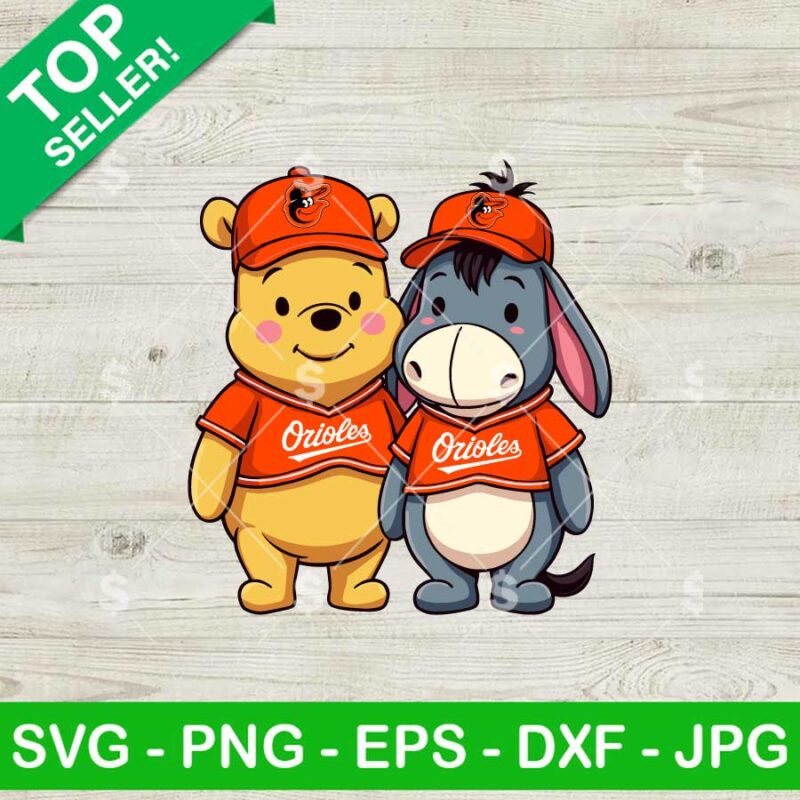Winnie The Pooh And Eeyore Baltimore Orioles Baseball SVG