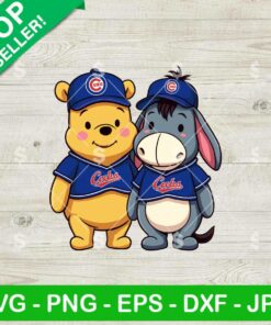 Winnie The Pooh And Eeyore Chicago Cubs Baseball SVG, Winnie The Pooh Baseball MLB SVG, Chicago Cubs Baseball SVG