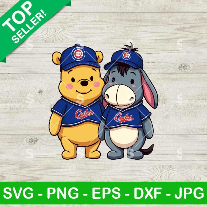 Winnie The Pooh And Eeyore Chicago Cubs Baseball SVG