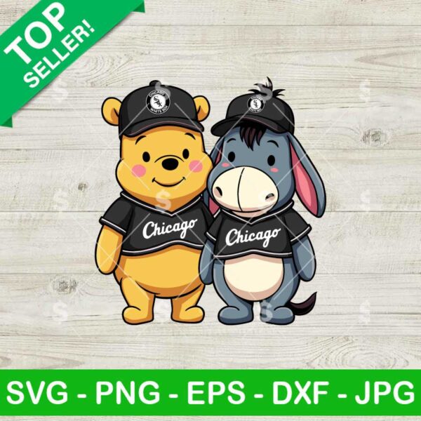 Winnie The Pooh And Eeyore Chicago White Sox Baseball SVG