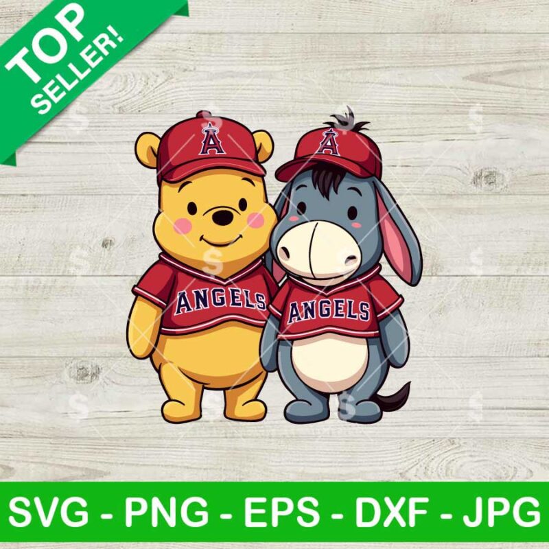 Winnie The Pooh And Eeyore Los Angeles Angels Baseball SVG