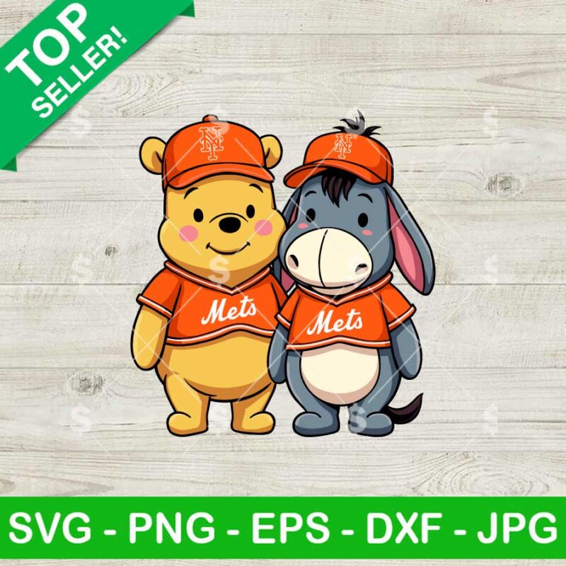 Winnie The Pooh And Eeyore New York Mets Baseball SVG