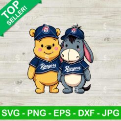 Winnie The Pooh And Eeyore Texas Rangers Baseball SVG