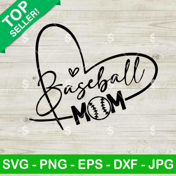 Baseball Mom Heart SVG