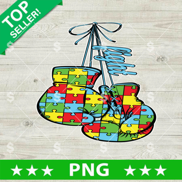 Autism Awareness With Boxing Gloves PNG, Autism Boxing PNG, Autism Awareness Sublimation PNG
