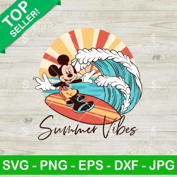 Disney Mouse Surfing SVG, Disney Summer SVG, Mouse Beach SVG