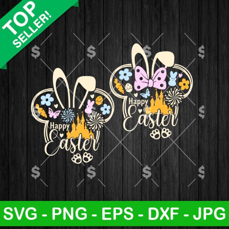 Happy Easter Mouse Head SVG, Disney Easter SVG, Bunny Mouse Head SVG