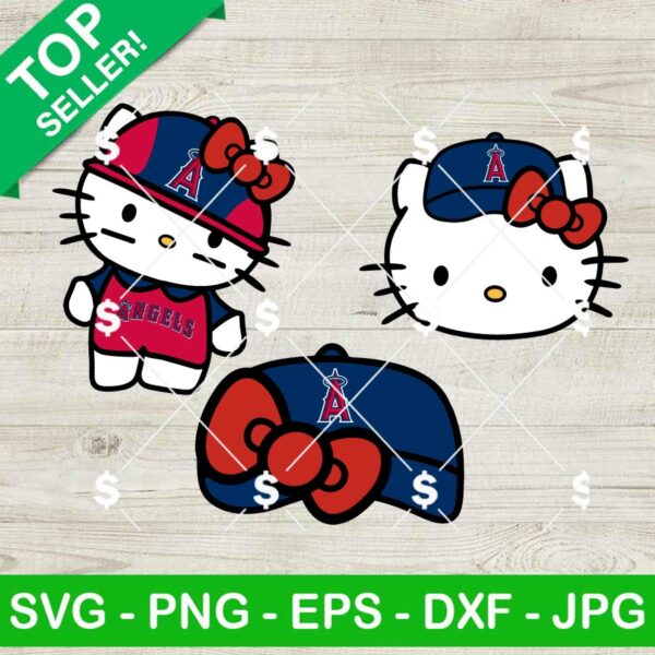 Hello Kitty Los Angeles Angels SVG Bundle, Kitty Baseball SVG, Kitty Los Angeles Angels SVG