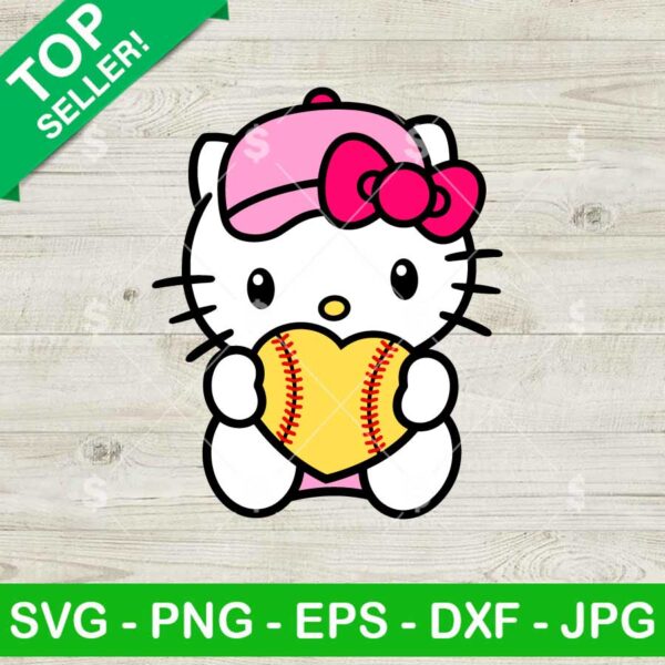 Hello Kitty Softball Heart SVG