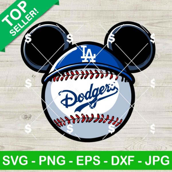 LA Dodgers Mouse Head Baseball SVG