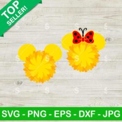 Mouse Head Floral SVG, Mouse Head Sunflower SVG, Disney Ladybug SVG