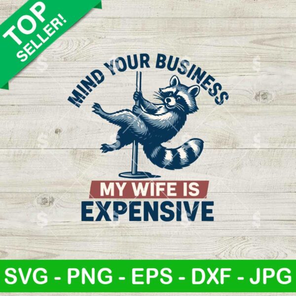 Raccoon My Your Business My Wife Is Expensive SVG, Funny Husband Raccoon SVG, My Your Own Business SVG