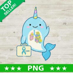 Whale Unicorn CDH PNG, Lungs PNG, CDH awareness Sublimation PNG