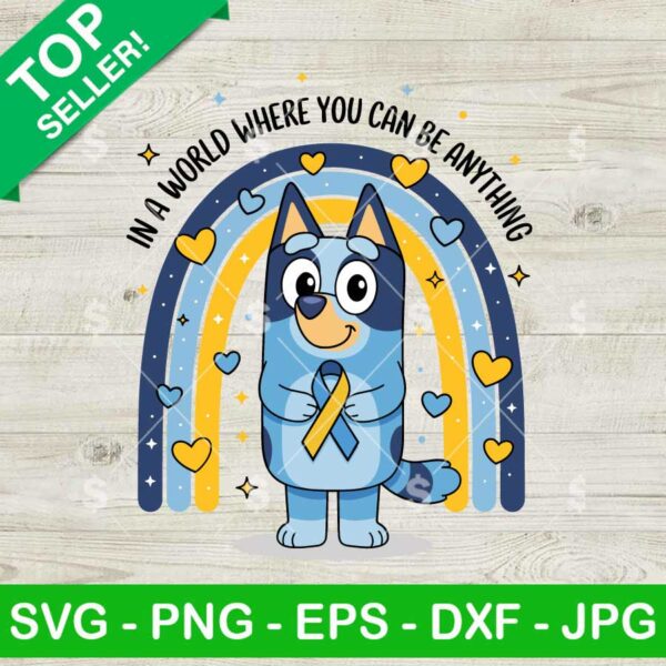Bluey Down Syndrome Svg, Bluey Down Syndrome Rainbow Svg, Down Syndrome Awareness Rainbow Svg
