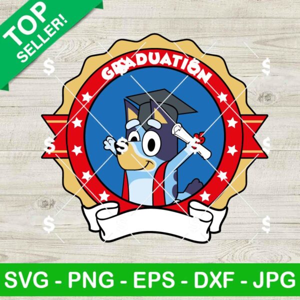 Bluey Graduation Svg, Bluey Grad Cap Svg, Bluey Student Svg