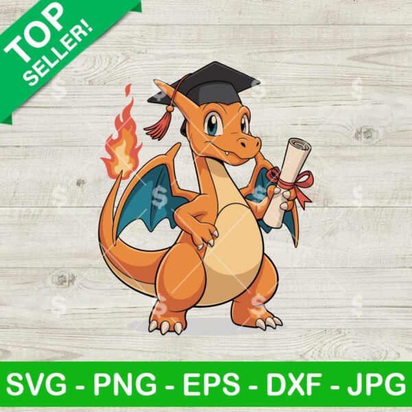 Charizard Pokemon Graduate Svg, Pokemon Graduation Svg, Pokemon Charizard Svg