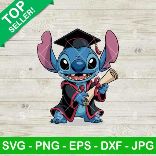 Cute Stitch Graduate Svg