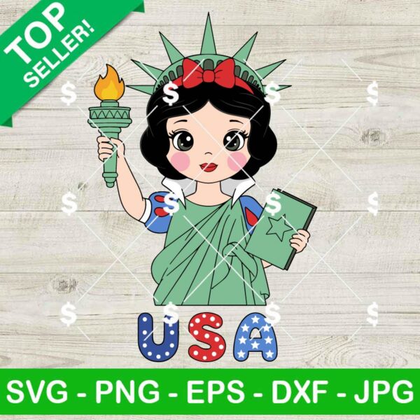 Disney Snow White Statue Of Liberty Svg, Snow White Princess Patriotic Svg, 4th of July American Svg