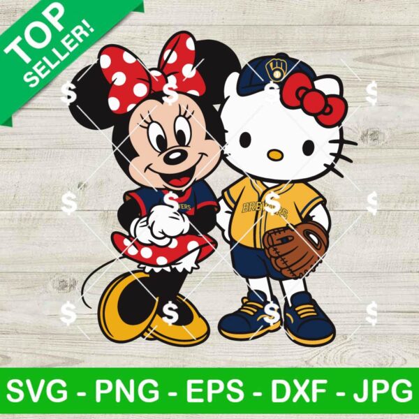 Hello Kitty And Minnie Mouse Milwaukee Brewers Baseball Svg