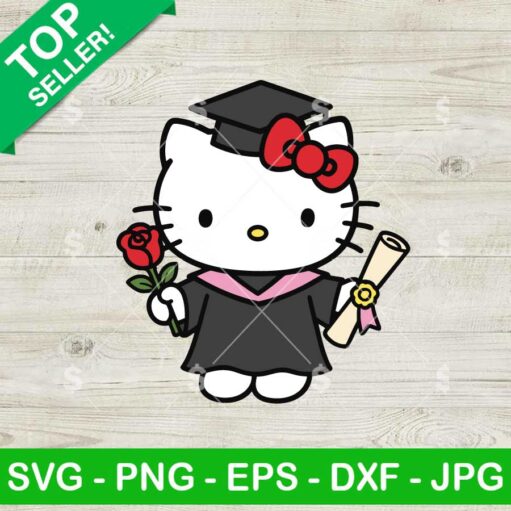 Hello Kitty Flower Grad Cap Svg