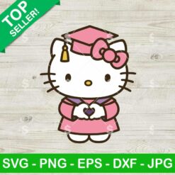 Graduation Hello Kitty Heart Hand Svg