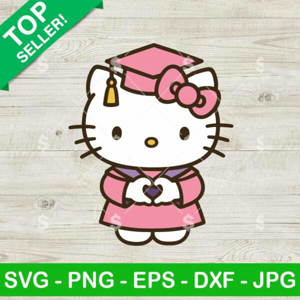 Graduation Hello Kitty Heart Hand Svg