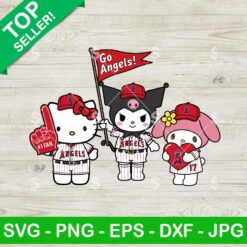 Hello Kitty Kuromi My Melody LA Angels Svg, Kitty Friends Baseball Svg, Sanrio MLB Svg