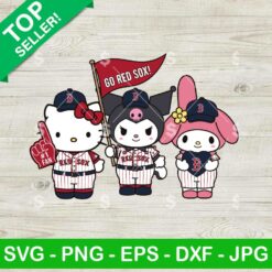 Hello Kitty Kuromi My Melody Red Sox Svg, Hello Kitty Boston Red Sox Baseball Svg, Sanrio MLB Svg