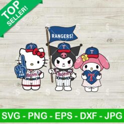 Hello Kitty Kuromi My Melody Texas Rangers Baseball Svg, Hello Kitty Baseball Svg, Sanrio MLB Svg