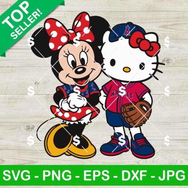 Hello Kitty Minnie Los Angeles Angels Baseball Svg