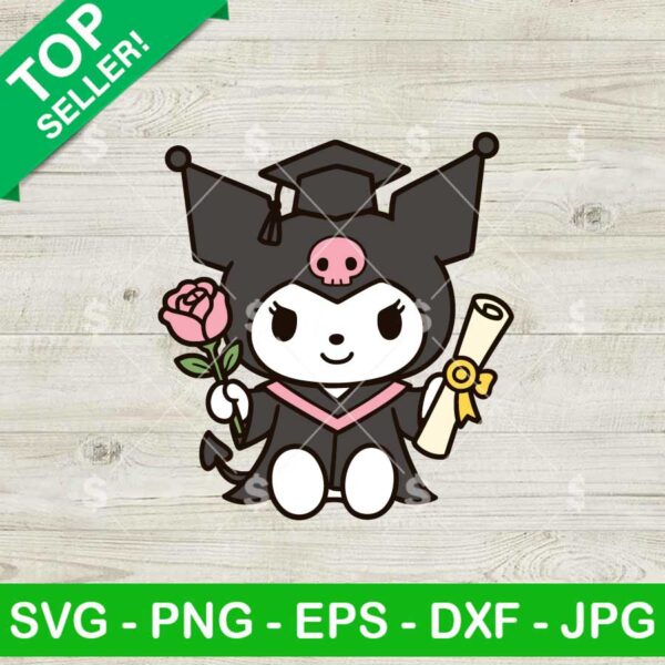 Kuromi Flower Grad Cap Svg