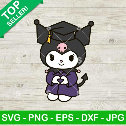 Kuromi Graduate Heart Hand Svg
