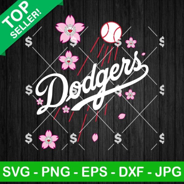 LA Dodgers Floral Logo Svg, Funny Dodgers Flower Svg, LA MLB Fan Svg