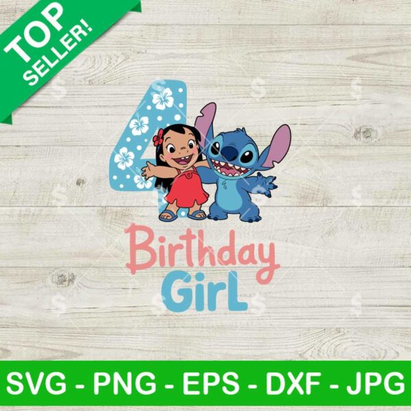 Lilo And Stitch 4th Birthday Girl Svg