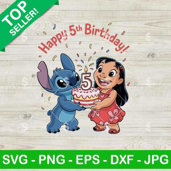 Lilo And Stitch Happy 5th Birthday Svg