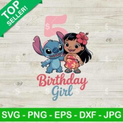 Lilo Stitch Happy Birthday 5th Girl Svg, Birthday Party Svg, Disney Birthday Svg