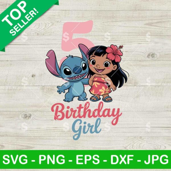Lilo Stitch Happy Birthday 5th Girl Svg