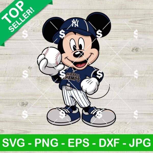 Mickey Mouse Baseball NY Yankees Svg