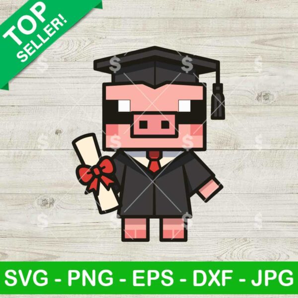 Minecraft Pig Graduate Svg