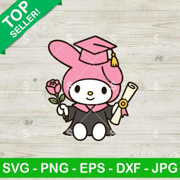 My Melody With Flower Grad Cap Svg