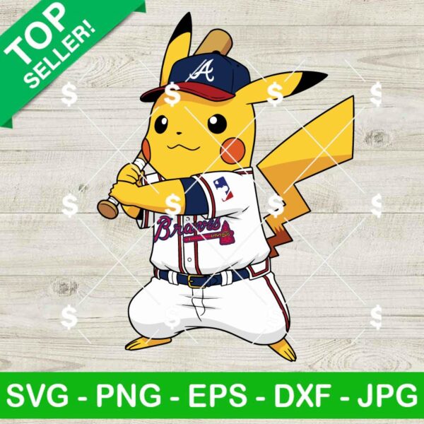 Pikachu Atlanta Braves Baseball Team Svg