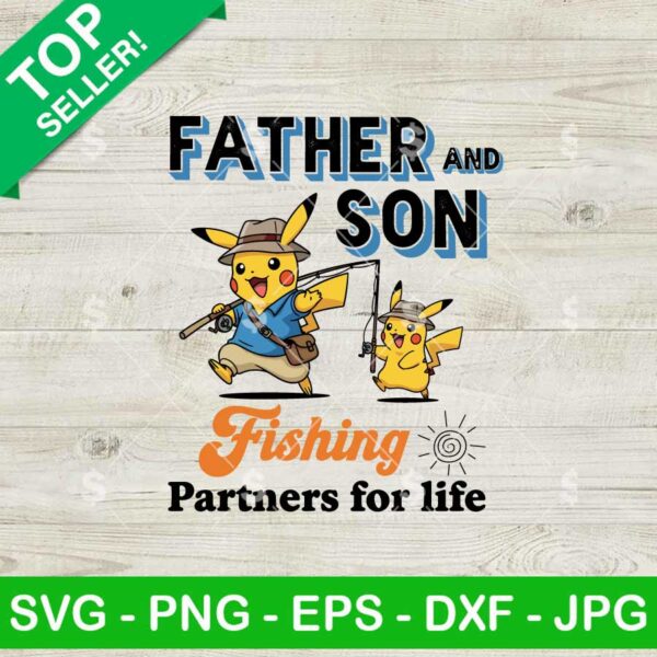 Pikachu Dad And Son Fishing Svg