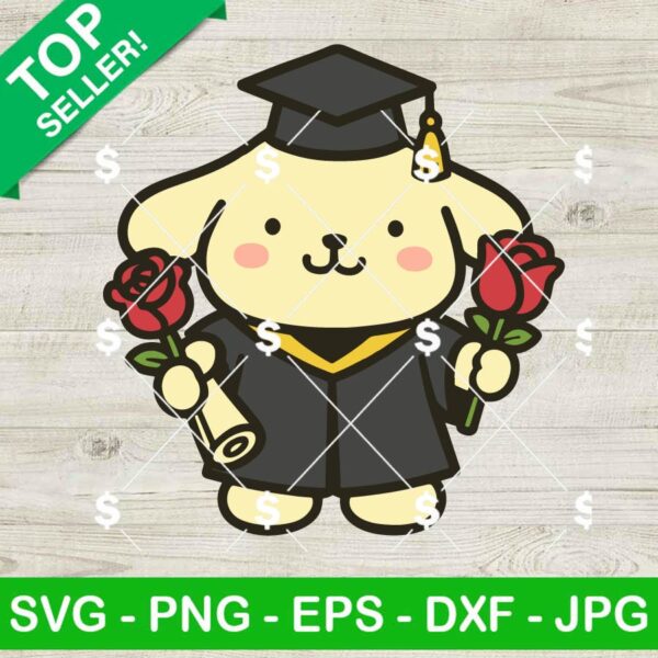 Pompompurin Grad Cap And Flower Svg