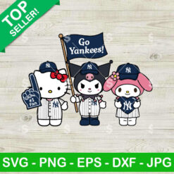 Hello Kitty Kuromi My Melody NY Yankees Svg, Hello Kitty Baseball Svg, Sanrio MLB Svg